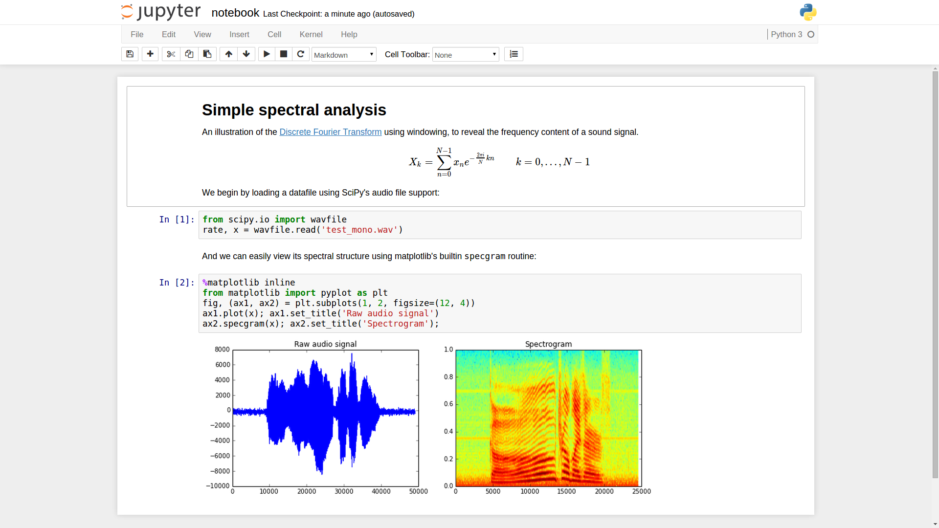 Example of multiple elements in a Notebook document