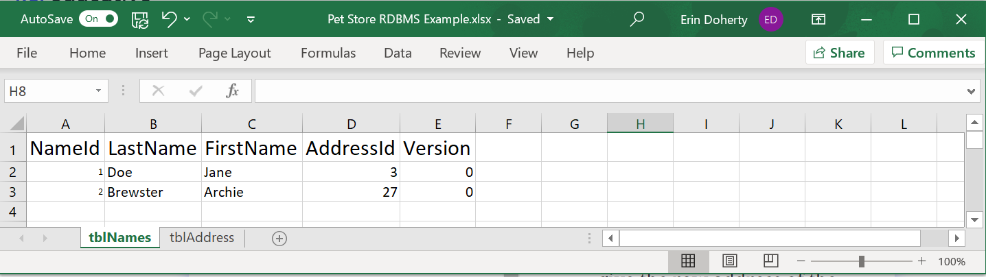 Excel as a way to think about a tabular relational database