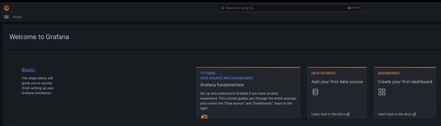 Grafana homepage