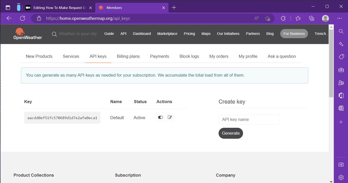 Figure 5: Copy your API key