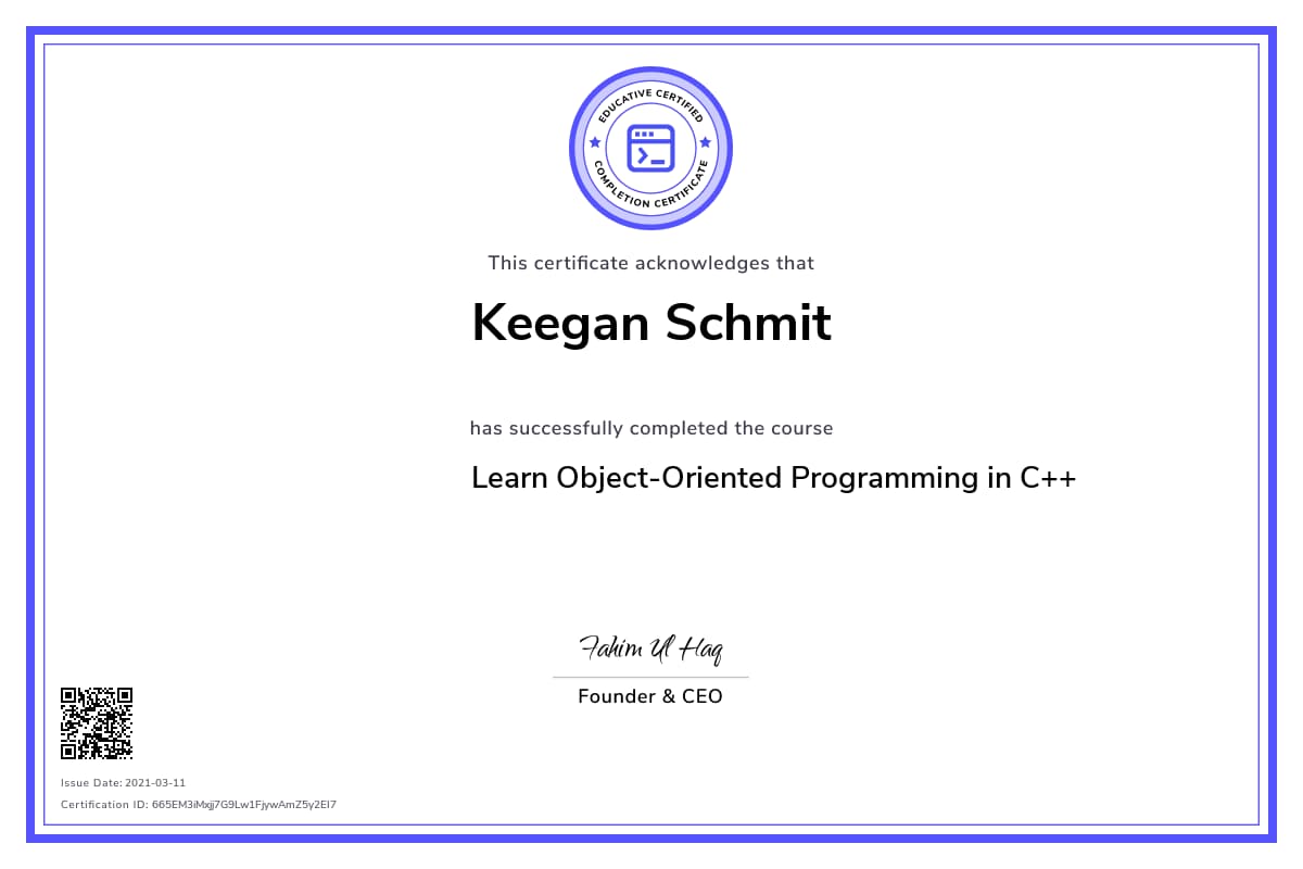 Personalized Path Certificate