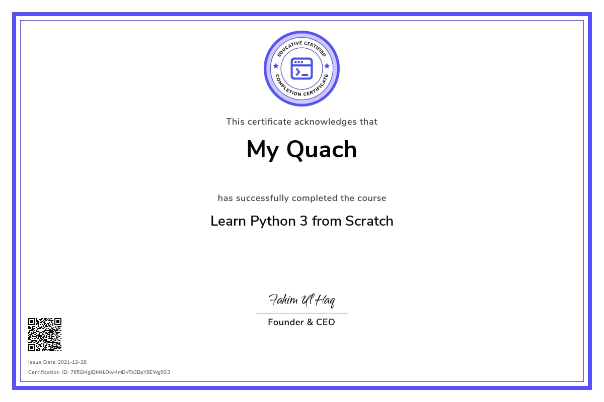 Personalized Path Certificate