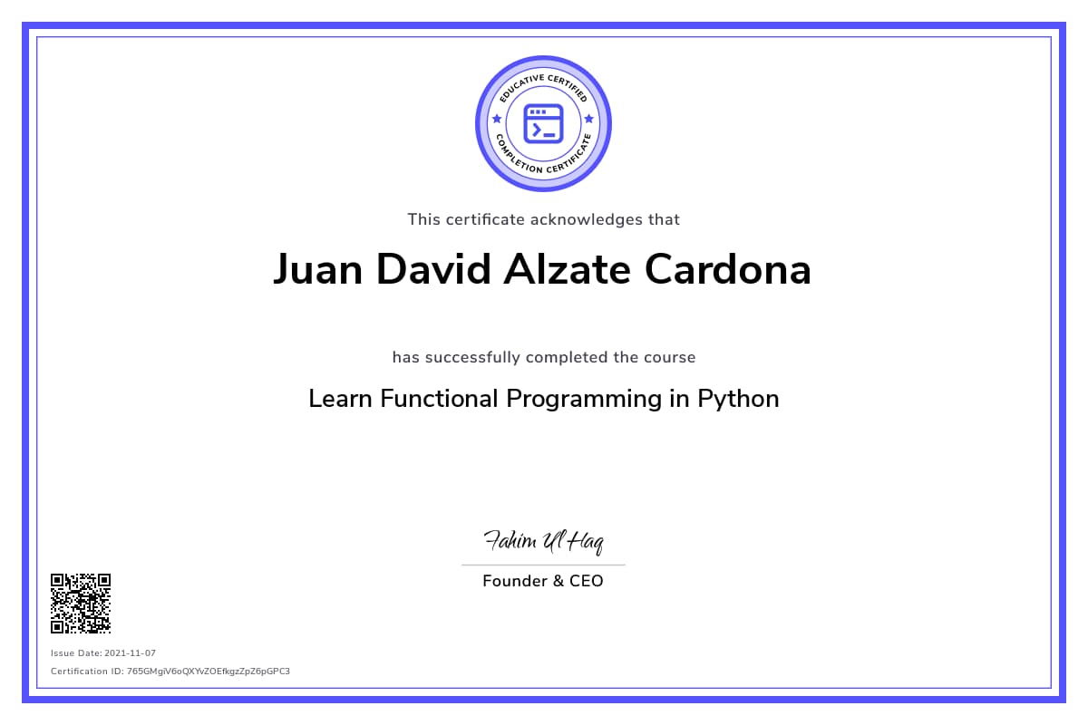 Personalized Path Certificate