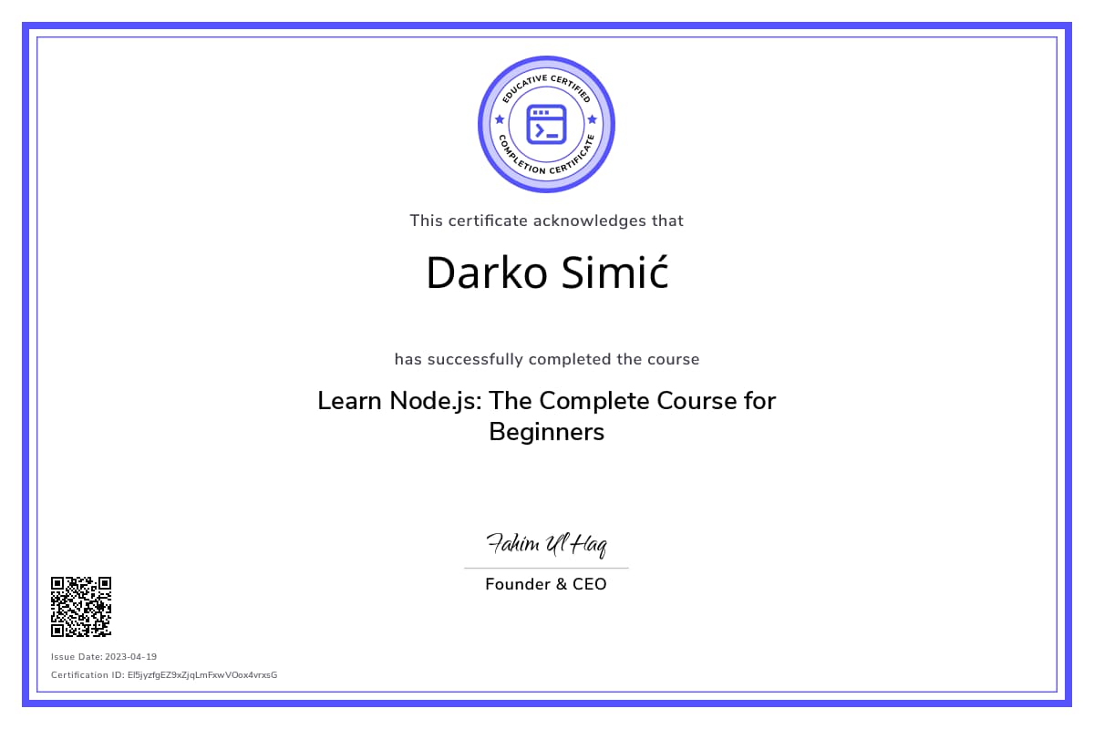 Course Certificate