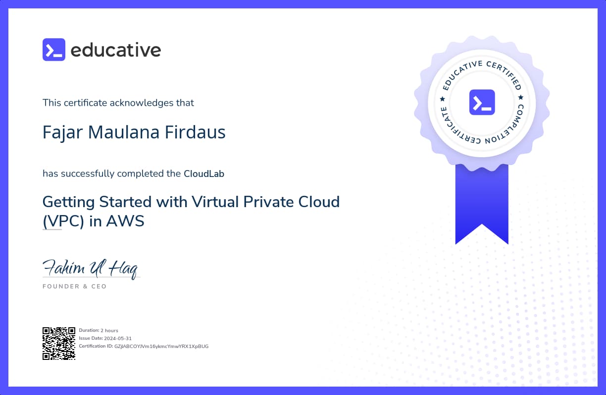 Cloud Lab Certificate