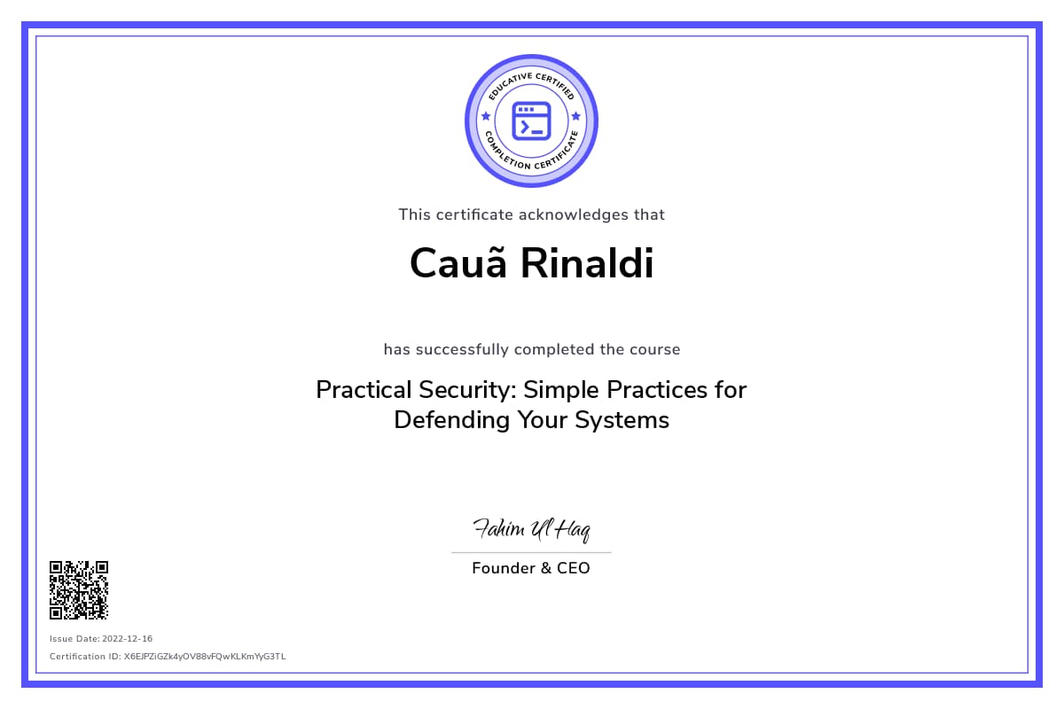 Personalized Path Certificate