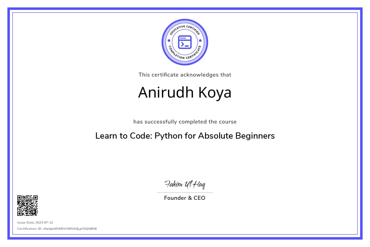 Course Certificate