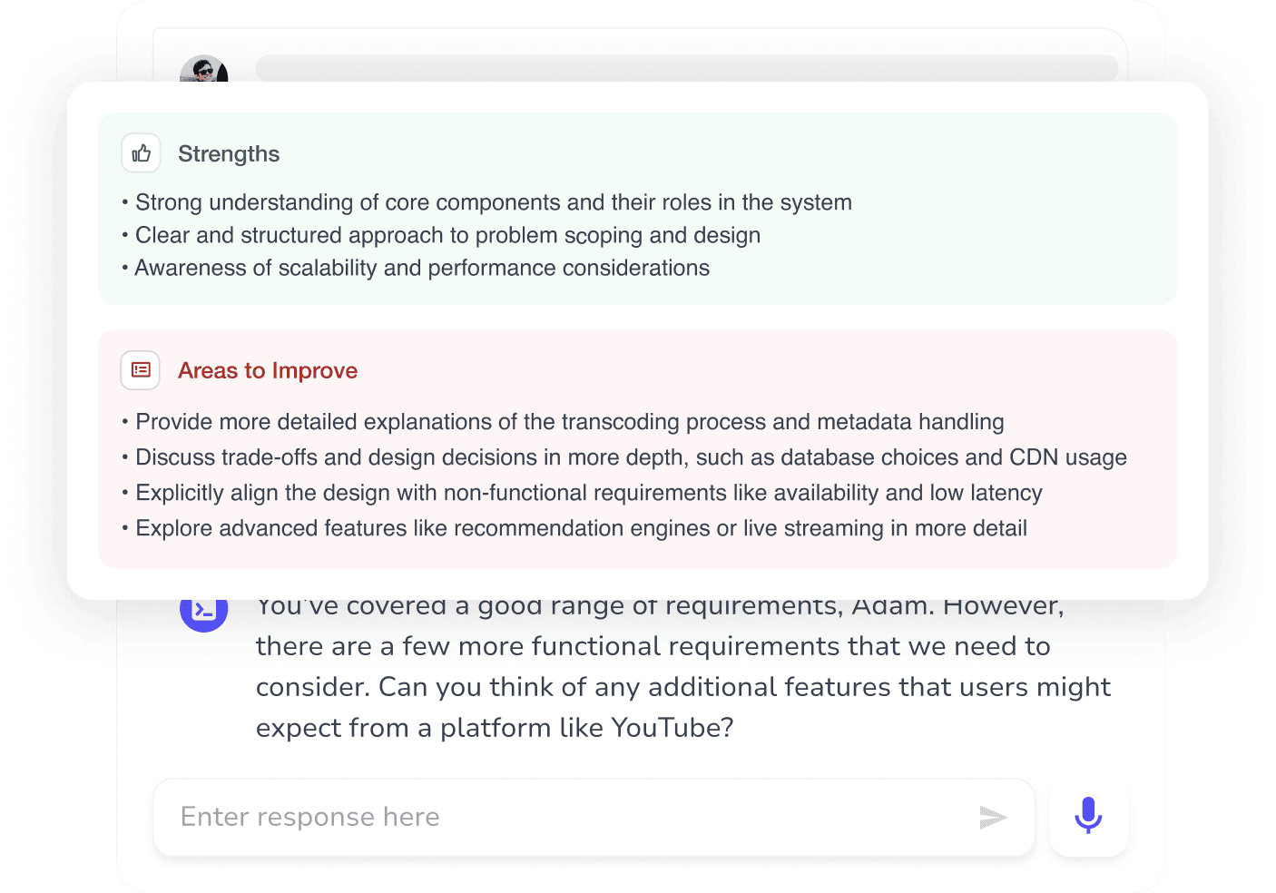 AI Mock Interview chat